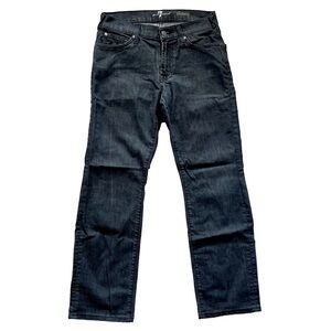 7 For All Mankind Jeans Men 32x29 Black Slimmy Slim Fit Straight Dark Wash Denim